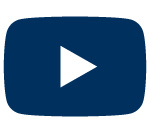 Youtube Logo. Blaues, abgerundetes Rechteck mit einem Dreieck in der Mitte.